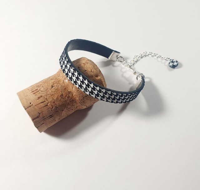 Bracelet pied de poule noir et blanc