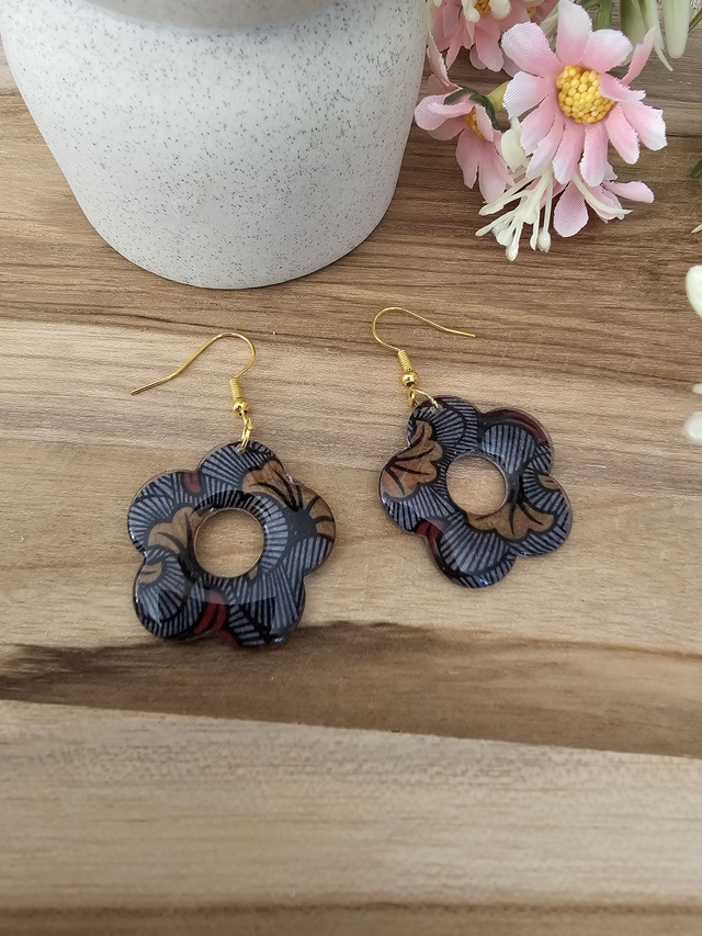 🗿LEA-&quot;Éclat Wax Rouge&quot; – bijoux en Résine avec motif Africain🗿