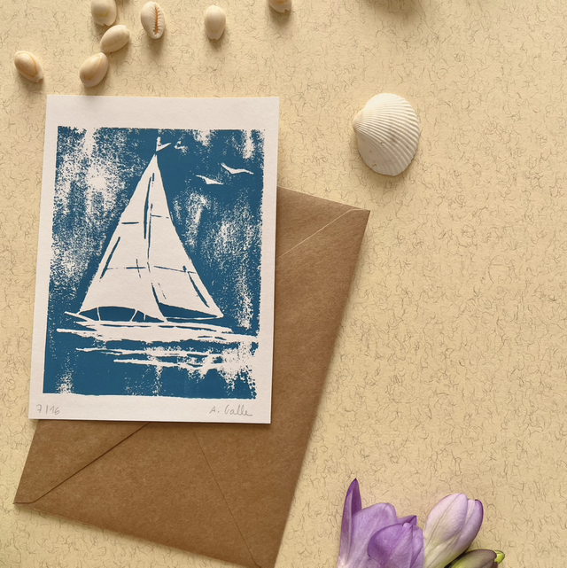 Carte postale, Bateau bleu