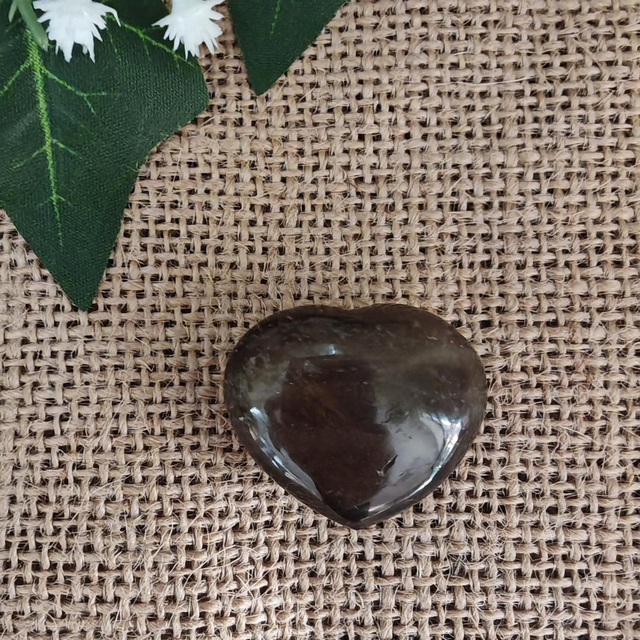 Cœur cristal de roche fumé A+ foncé (30mm)  