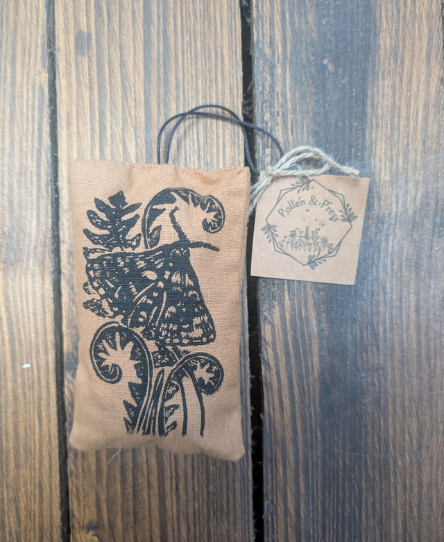 Lavender & Cedarwood Sachets - Original lino print moth
