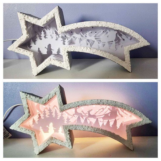 Lightbox forme étoile filante avec le père noël 