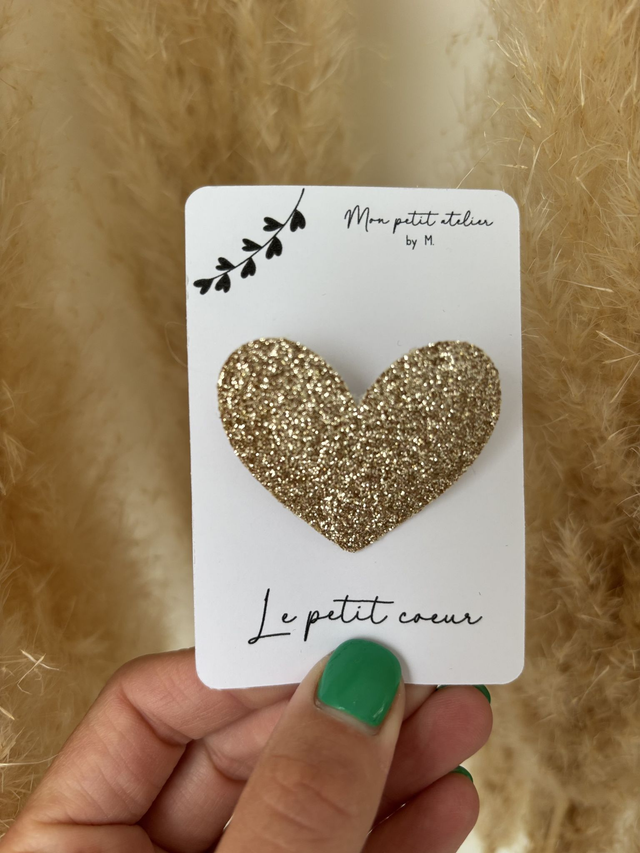 Broche - Coeur champagne pailleté