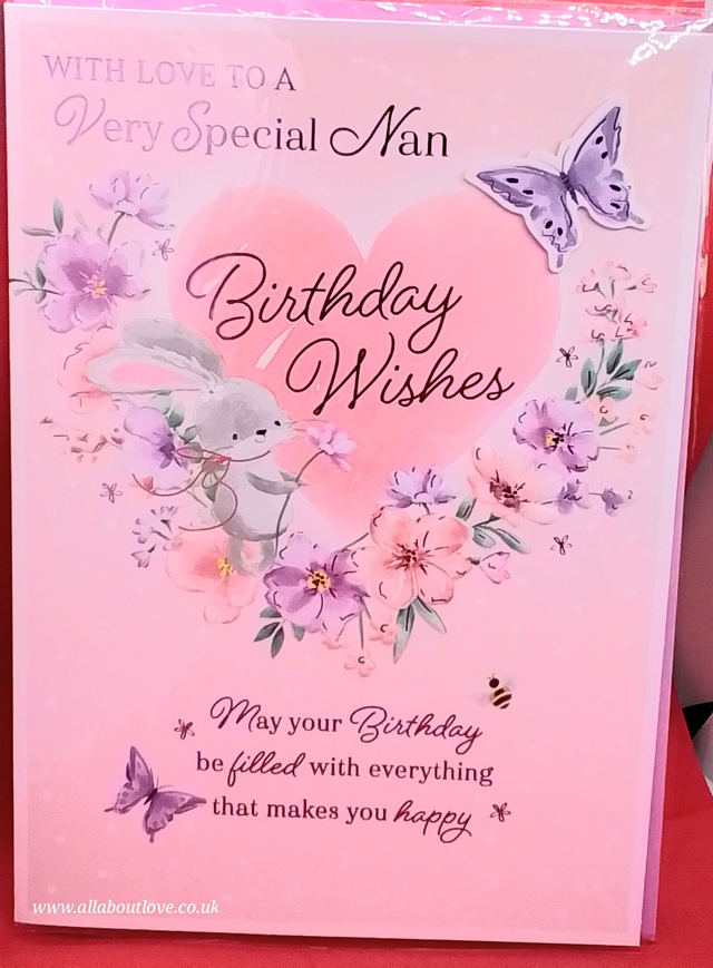 Nan Birthday Card  Stunning Butterfly Design 
