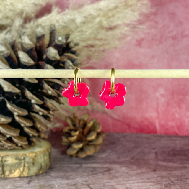 P'tites fleurs - rouge framboise (sans créoles)