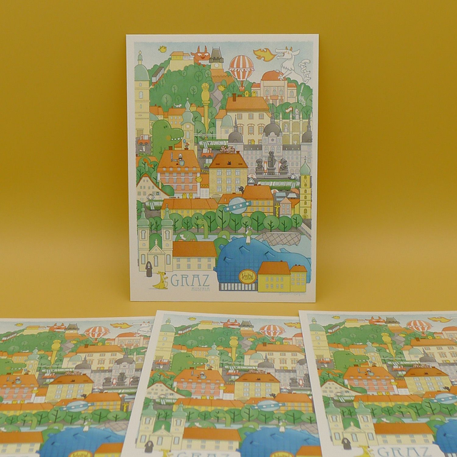 Postcard - Skyline Graz - A6 