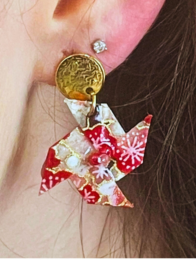 Boucles d’oreilles « Moulins en Papier Japonais »