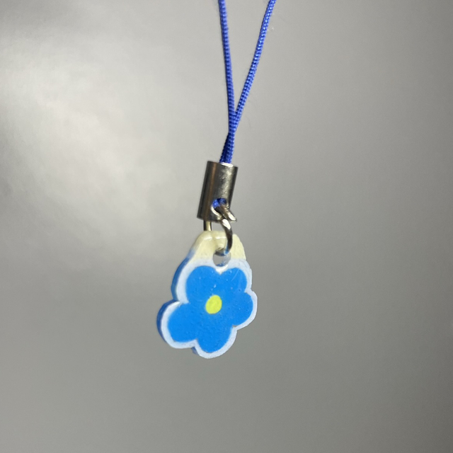 Mini Phone Charm Fleur bleue 