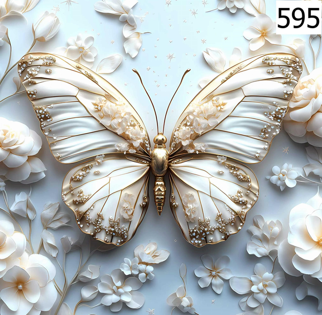 Panneau Papillon diamant en velours - 30x30cm