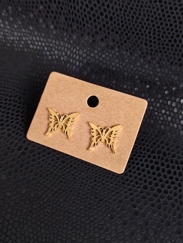 Edelstahl Ohrstecker | Schmetterling groß | Gold  