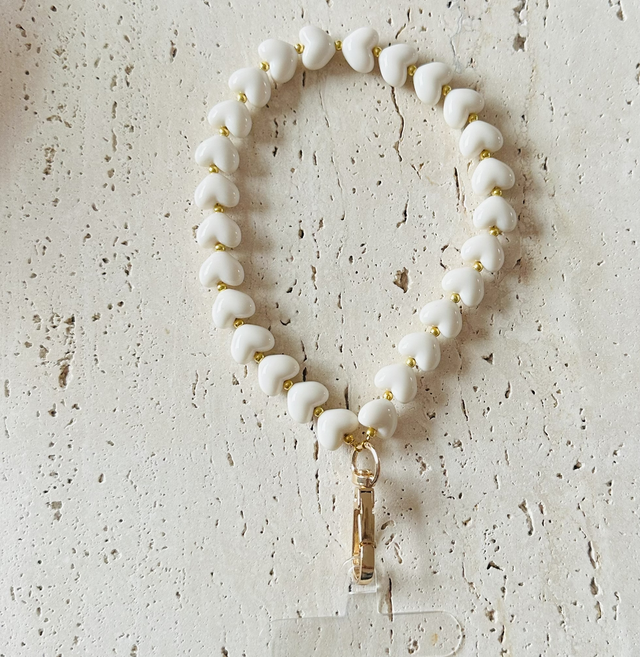 Kleine hartjes Telefoonkoort wit 