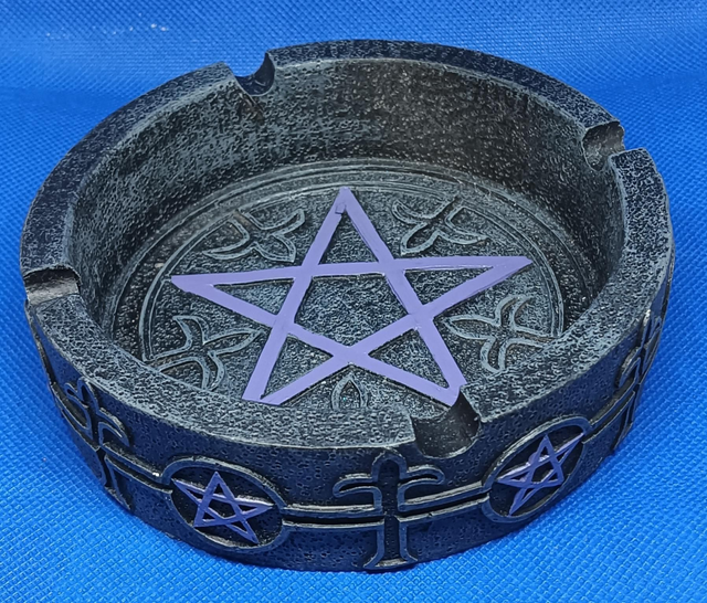 Black, Silver and Purple Pentagram Ashtray.