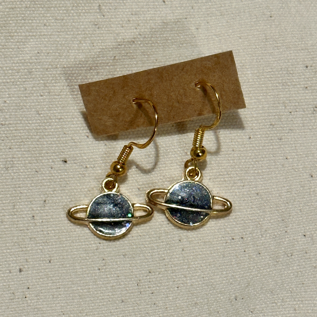 Dainty planet hook earrings 