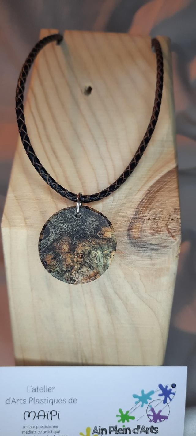 Collier homme frêne rond gris