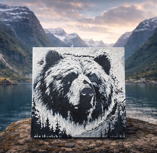 Bear Hue Forge 3D Printed Art Piece 15cm by 15cm