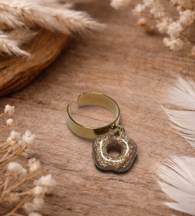 Doré 6mm Pampille Vieux Rose Pailleté