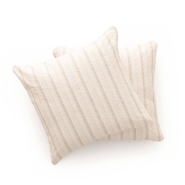 Funda cojín rayas arena 
