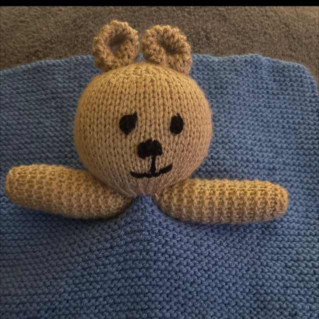 Blue bear comforts blanket 
