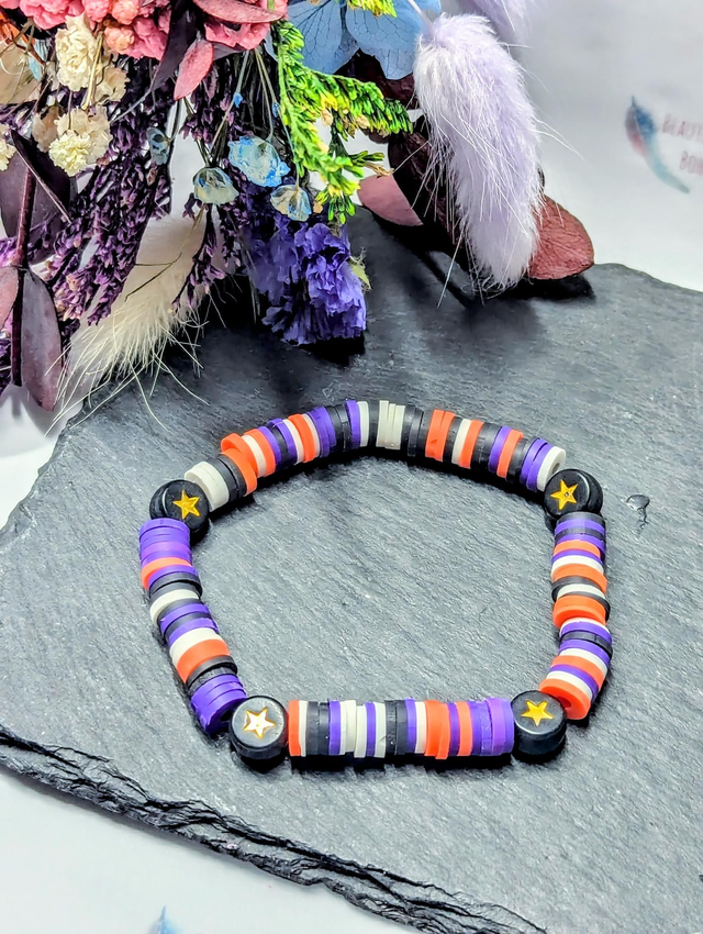Halloween Themed Children&#039;s Clay Disc Stretch Bracelet 