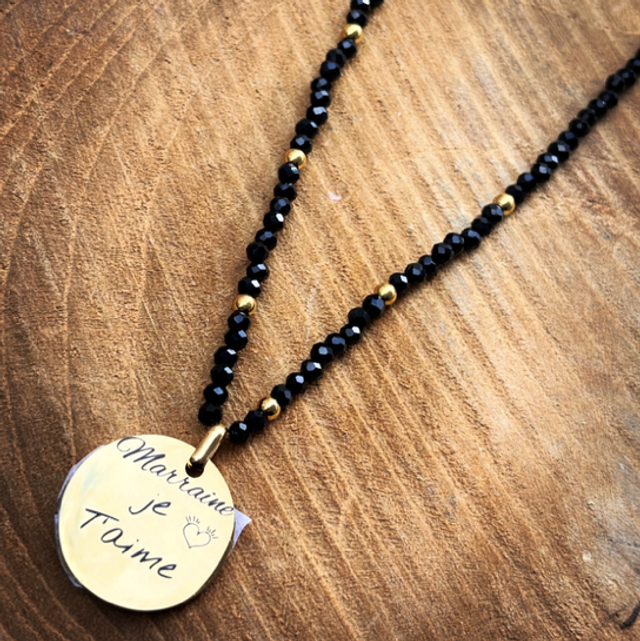 Collier Paola boule noir  et or