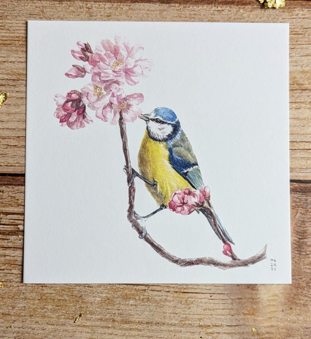 Carte mésange bleue 