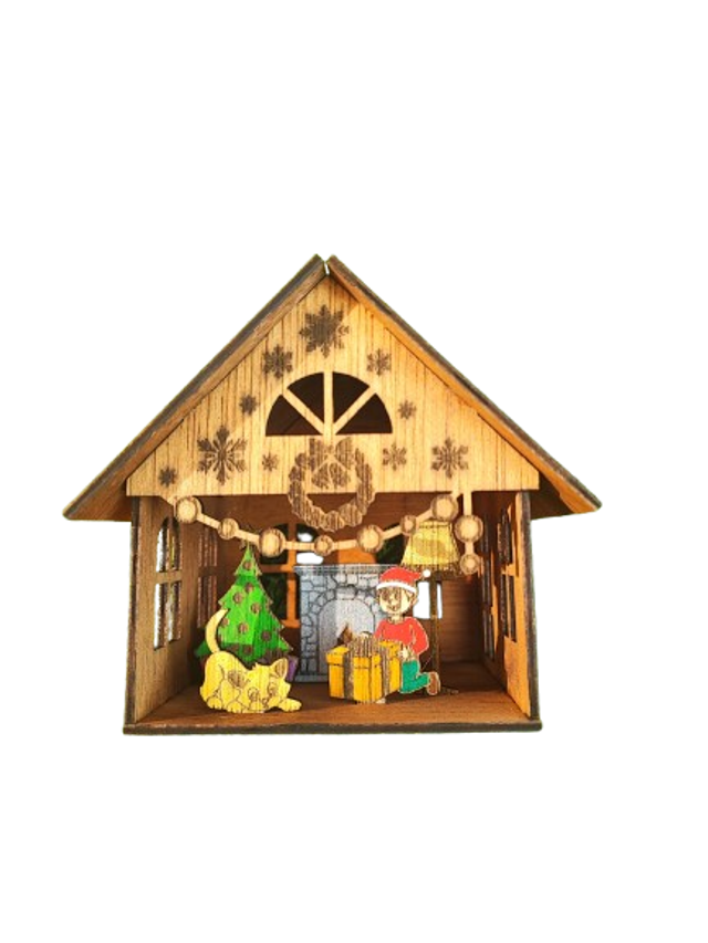 Casita de madera navideña