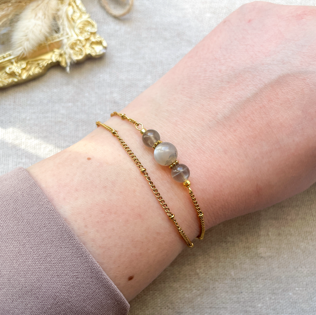 Bracelet pierre de lune grise