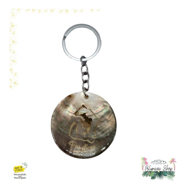 Porte-clés Nacre Carte de Bora Bora