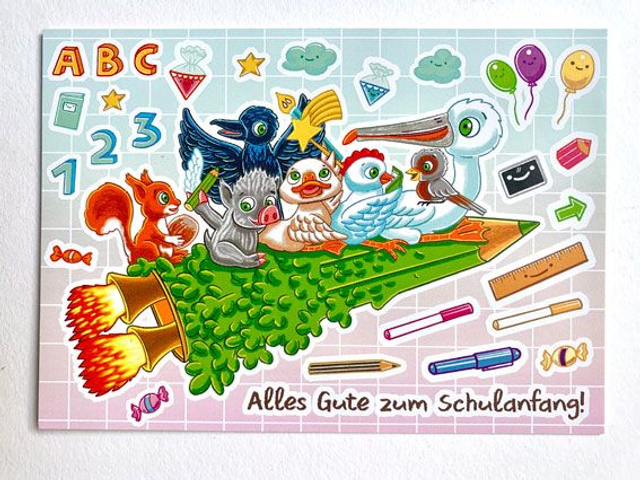 Postkarte "Alles Gute zum Schulanfang"/ Postcard "Happy Start Of School"