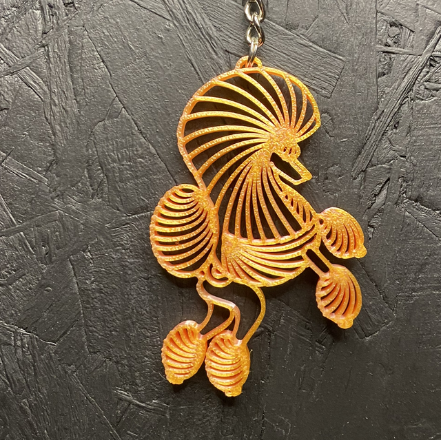 3D - Keychain Poodle Continental Orange Gold