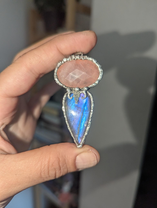 Rose quartz and purple labradorite 