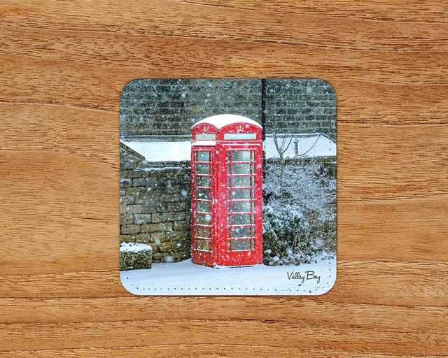 “Snow at Bolsterstone Telephone Box” Coaster  