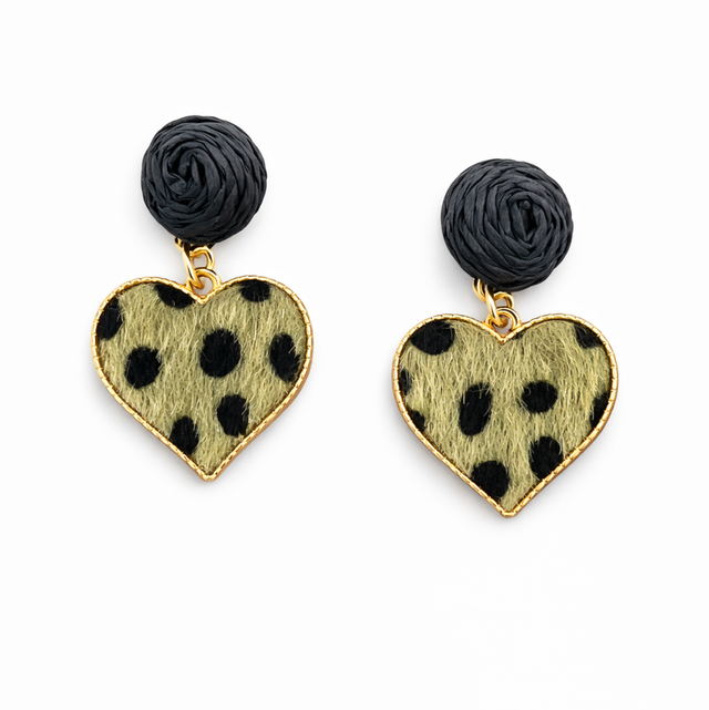 Pendientes acero animal print verde 