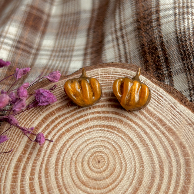 Cosy Autumn - Pumpkin Stud Earrings 