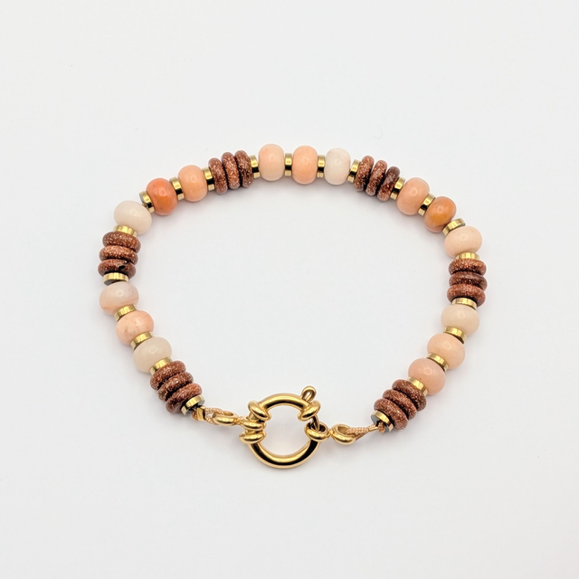 Bracelet rhodonite et pierres de sable doré