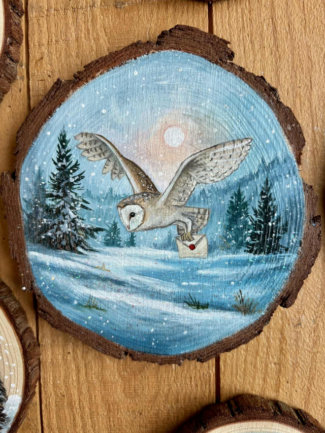 💙 " Destinée " - peinture rondin de 15 cm (pin)  