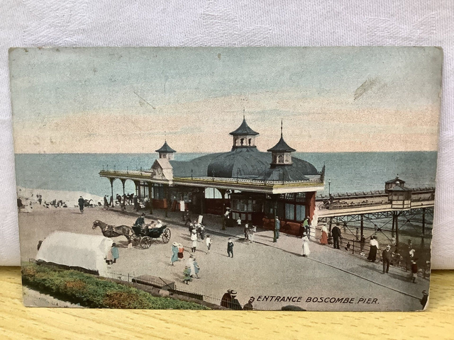 Entrance Boscombe Pier, Dorset, Posted 1911 antique unbranded postcard. Our Ref No. R820 £2.50