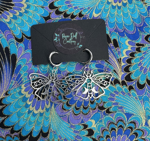 Silver Moth Huggy Hoop Earrings