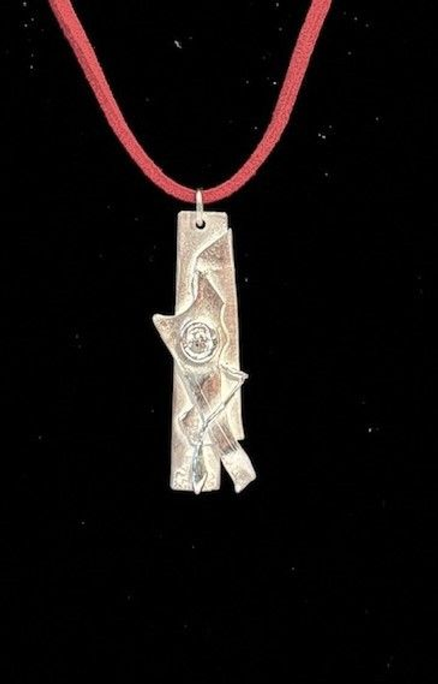 Sculptural Fused Silver Pendant with Cubic Zirconia – Recycled Sterling Silver