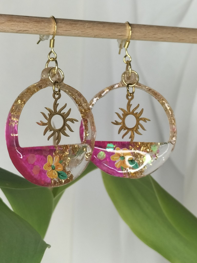 Boucles solaires roses paillettes