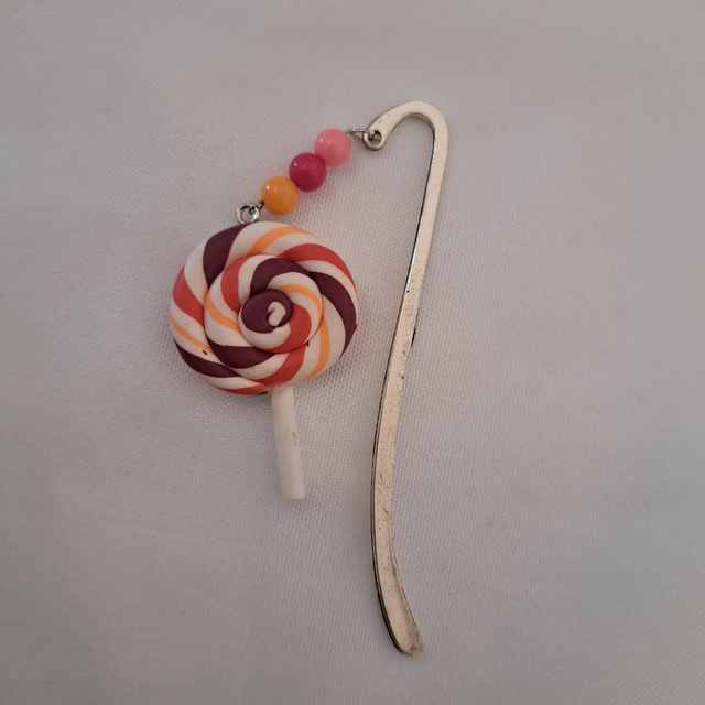 Marque-page sucette rouge et orange