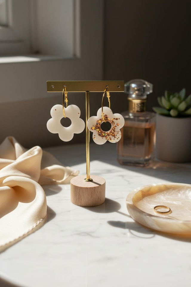 Boucles anneaux fleurs -Collection Minérale origine