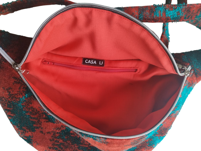 Sac banane en tissu velours Luxe rouge et bleu