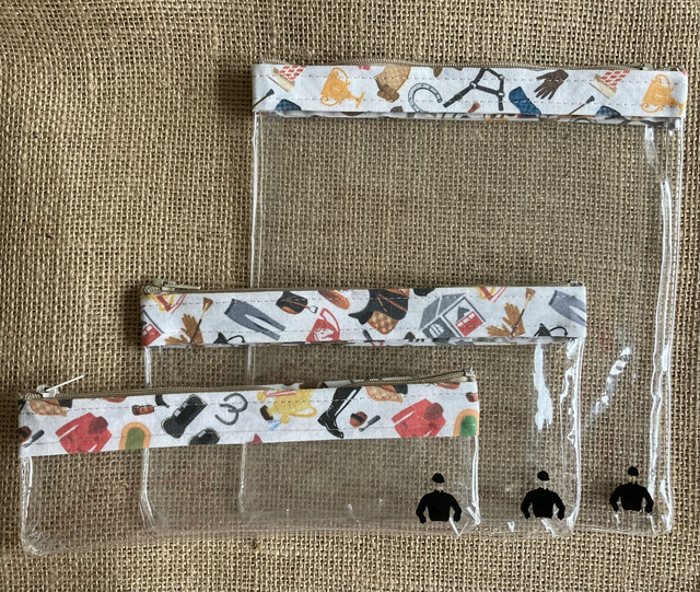 Pochette vinyle transparente - Motifs Equestres sur fond blanc   ( A partir de 6 euros)