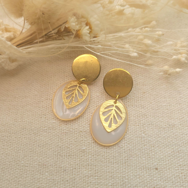 BOUCLES D'OREILLE en résine-bijoux de la mariée-Les Intemporelles-