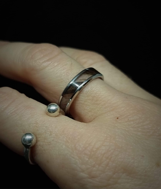 Bague acier et ébène 