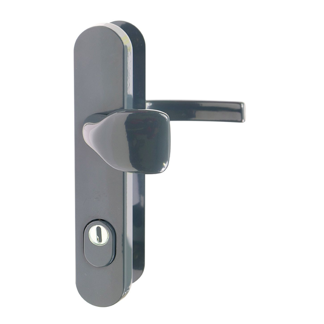 Hliníkové bezpečnostní kování - klika/koule s překrytím vložky F7016