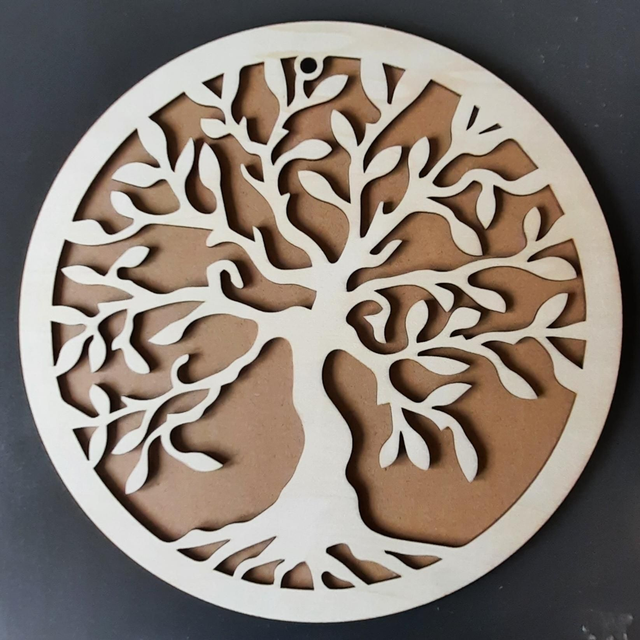 Arbre de 30cm avec fond carton mdf marron