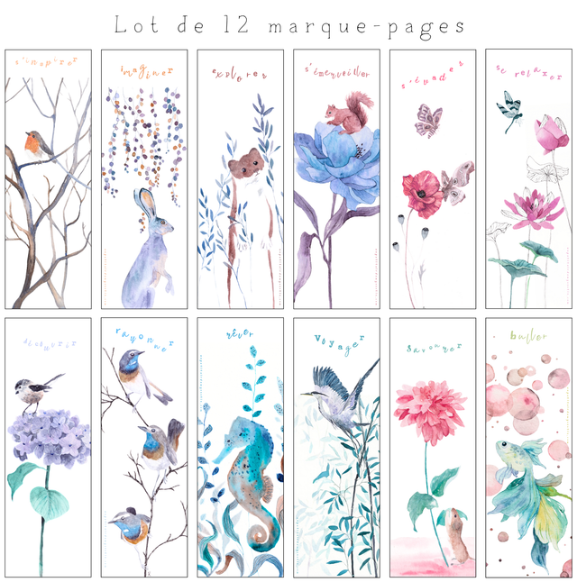 Lot de 12 marque-pages