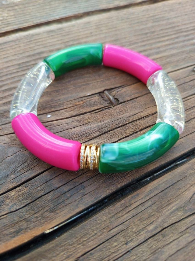 Bracelet perles tubes incurvées Chandra Haritima